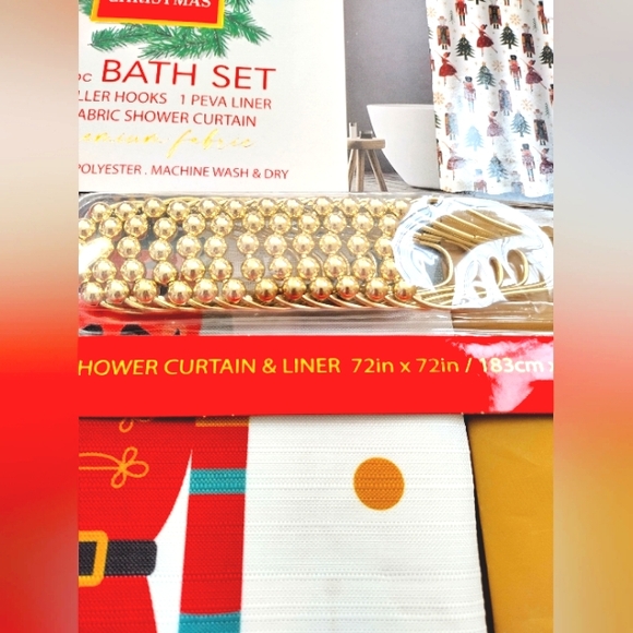 14 Pc Fabric Shower Curtain Set with Hooks & Liner Nutcracker Ballet 72 X 72 - Picture 4 of 5